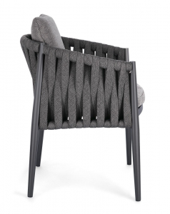 Кресло плетеное с подушками Garden Relax Jacinta алюминий, роуп, олефин антрацит, темно-серый Фото 5