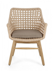 Кресло плетеное с подушкой Garden Relax Wilson тик, алюминий, искусственный ротанг, олефин натуральный, коричневый Фото 2