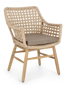 Кресло плетеное с подушкой Garden Relax Wilson тик, алюминий, искусственный ротанг, олефин натуральный, коричневый Фото 1