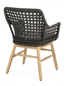 Кресло плетеное с подушкой Garden Relax Wilson тик, алюминий, искусственный ротанг, олефин натуральный, черный, серый Фото 5