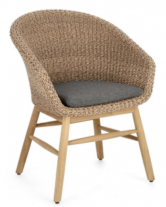 Кресло плетеное с подушкой Garden Relax Genesis тик, алюминий, искусственный ротанг, олефин натуральный, серый Фото 1