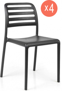 Комплект пластиковых стульев Nardi Costa Bistrot Set 4 стеклопластик антрацит Фото 1