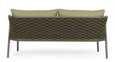 Диван двухместный с подушками Garden Relax Harlow алюминий, роуп, олефин коричневый, зеленый, оливковый Фото 3