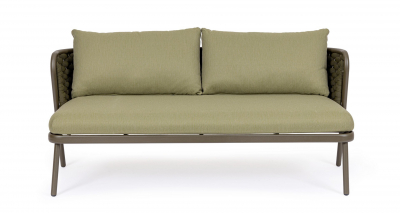 Диван двухместный с подушками Garden Relax Harlow алюминий, роуп, олефин коричневый, зеленый, оливковый Фото 2