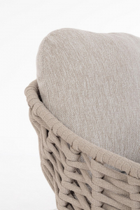 Лаунж-кресло плетеное с подушками Garden Relax Tamires тик, алюминий, роуп, олефин натуральный, бежевый, серый Фото 6