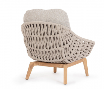 Лаунж-кресло плетеное с подушками Garden Relax Tamires тик, алюминий, роуп, олефин натуральный, бежевый, серый Фото 5