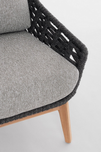 Лаунж-кресло плетеное с подушками Garden Relax Tamires тик, алюминий, роуп, олефин натуральный, антрацит, серый Фото 7