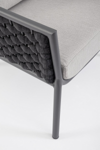 Лаунж-кресло плетеное с подушкой Garden Relax Everly алюминий, роуп, олефин антрацит, серый Фото 7