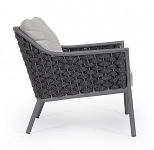 Лаунж-кресло плетеное с подушкой Garden Relax Everly алюминий, роуп, олефин антрацит, серый Фото 3