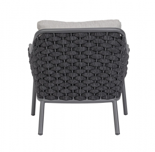 Лаунж-кресло плетеное с подушкой Garden Relax Everly алюминий, роуп, олефин антрацит, серый Фото 4
