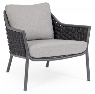 Лаунж-кресло плетеное с подушкой Garden Relax Everly алюминий, роуп, олефин антрацит, серый Фото 1
