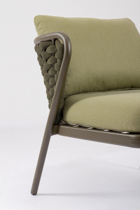 Лаунж-стул плетеный с подушками Garden Relax Harlow алюминий, роуп, олефин коричневый, зеленый, оливковый Фото 7