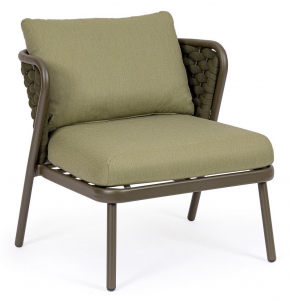 Лаунж-стул плетеный с подушками Garden Relax Harlow алюминий, роуп, олефин коричневый, зеленый, оливковый Фото 1
