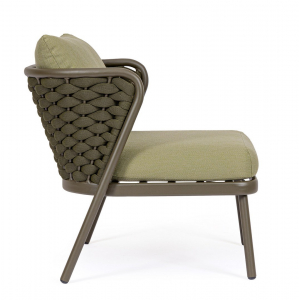 Лаунж-стул плетеный с подушками Garden Relax Harlow алюминий, роуп, олефин коричневый, зеленый, оливковый Фото 3