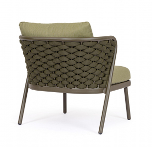 Лаунж-стул плетеный с подушками Garden Relax Harlow алюминий, роуп, олефин коричневый, зеленый, оливковый Фото 4