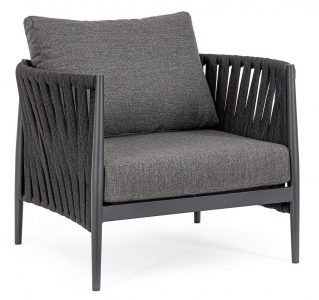 Лаунж-кресло плетеное с подушками Garden Relax Jacinta алюминий, роуп, олефин антрацит, серый Фото 1