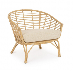 Лаунж-кресло плетеное с подушкой Garden Relax Mabel алюминий, искусственный ротанг, олефин натуральный, бежевый Фото 6
