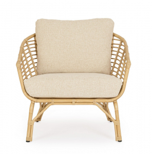 Лаунж-кресло плетеное с подушкой Garden Relax Mabel алюминий, искусственный ротанг, олефин натуральный, бежевый Фото 2