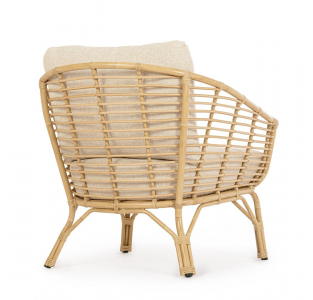 Лаунж-кресло плетеное с подушкой Garden Relax Mabel алюминий, искусственный ротанг, олефин натуральный, бежевый Фото 4