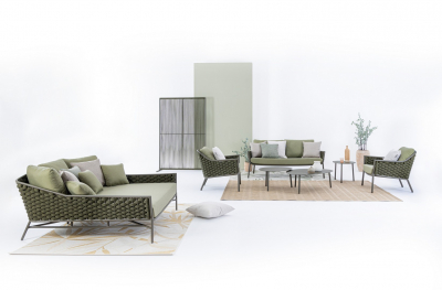 Лаунж-лежак плетеный с подушками Garden Relax Everly алюминий, роуп, олефин коричневый, зеленый, оливковый Фото 7