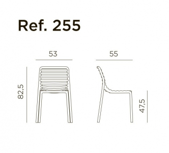 Комплект пластиковых стульев Nardi Doga Bistrot Set 4 стеклопластик капучино Фото 2