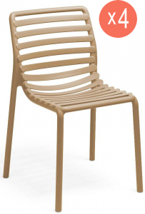 Комплект пластиковых стульев Nardi Doga Bistrot Set 4 стеклопластик капучино Фото 1