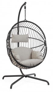 Кресло плетеное подвесное Garden Relax Finley сталь, роуп, полиэстер антрацит, серый Фото 1
