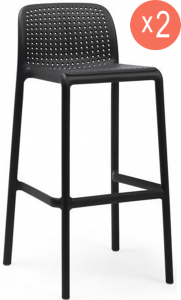 Комплект пластиковых барных стульев Nardi Lido Set 2 стеклопластик антрацит Фото 1