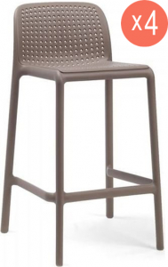 Комплект пластиковых полубарных стульев Nardi Lido Mini Set 4 стеклопластик тортора Фото 1