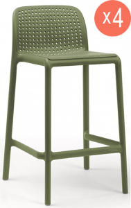 Комплект пластиковых полубарных стульев Nardi Lido Mini Set 4 стеклопластик агава Фото 1
