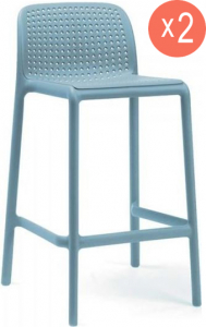Комплект пластиковых полубарных стульев Nardi Lido Mini Set 2 стеклопластик голубой Фото 1