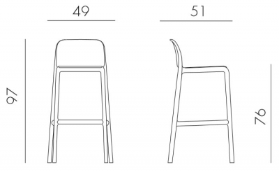 Комплект пластиковых барных стульев Nardi Faro Set 2 стеклопластик антрацит Фото 2