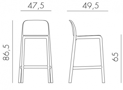 Комплект пластиковых полубарных стульев Nardi Faro Mini Set 2 стеклопластик антрацит Фото 2