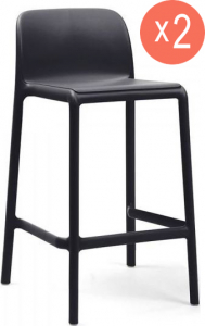Комплект пластиковых полубарных стульев Nardi Faro Mini Set 2 стеклопластик антрацит Фото 1