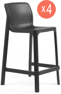 Комплект пластиковых полубарных стульев Nardi Net Stool Mini Set 4 стеклопластик антрацит Фото 1