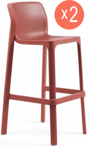 Комплект пластиковых барных стульев Nardi Net Stool Set 2 стеклопластик коралловый Фото 1