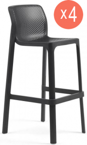 Комплект пластиковых барных стульев Nardi Net Stool Set 4 стеклопластик антрацит Фото 1