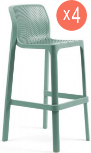 Комплект пластиковых барных стульев Nardi Net Stool Set 4 стеклопластик ментоловый Фото 1