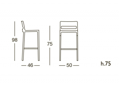 Комплект пластиковых барных стульев Scab Design Divo Set 2 анодированный алюминий, стеклопластик оранжевый Фото 2