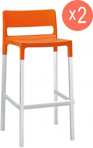 Комплект пластиковых барных стульев Scab Design Divo Set 2 анодированный алюминий, стеклопластик оранжевый Фото 1