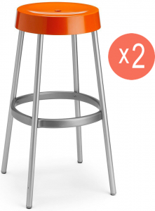 Комплект пластиковых барных табуретов Scab Design Gim Set 2 анодированный алюминий, технополимер оранжевый Фото 1
