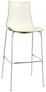 Комплект пластиковых барных стульев Scab Design Zebra Bicolore Set 4 сталь, полимер хром, белый, зеленый Фото 3