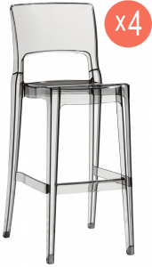 Комплект барных прозрачных стульев Scab Design Isy Antishock Set 4 поликарбонат прозрачный Фото 1