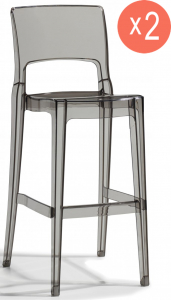 Комплект барных прозрачных стульев Scab Design Isy Antishock Set 2 поликарбонат серый Фото 1