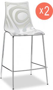 Комплект пластиковых полубарных стульев Scab Design Wave Set 2 сталь, технополимер лен Фото 1