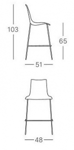 Комплект пластиковых полубарных стульев Scab Design Wave Set 4 сталь, технополимер лен Фото 2