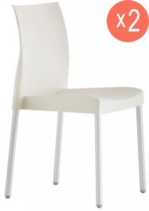 Комплект пластиковых стульев PEDRALI Ice Set 2 алюминий, полипропилен слоновая кость Фото 1