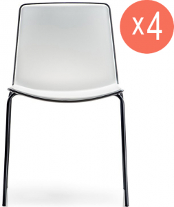 Комплект пластиковых стульев PEDRALI Tweet Set 4 металл, стеклопластик белый, черный Фото 1