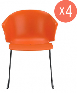 Комплект пластиковых кресел PEDRALI Grace Set 4 сталь, стеклопластик оранжевый Фото 1