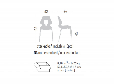 Комплект пластиковых стульев Gaber Prodige NA Set 4 металл, технополимер оранжевый Фото 2